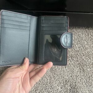 Coach Signature denim medium corner zip wallet